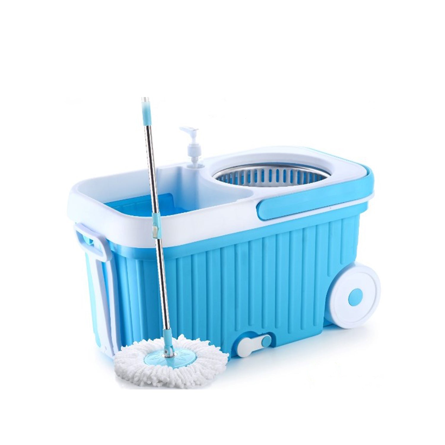 8703 Spin Mop with Bigger Wheels and Plastic Auto Fold Handle for 360 Degree Cleaning DeoDap 8703 Spin Mop with Bigger Wheels and Plastic Auto Fold Handle for 360 Degree Cleaning DeoDap